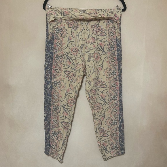 Billabong EUC boho surfer floral print casual crop cotton pants size M - Picture 2 of 6